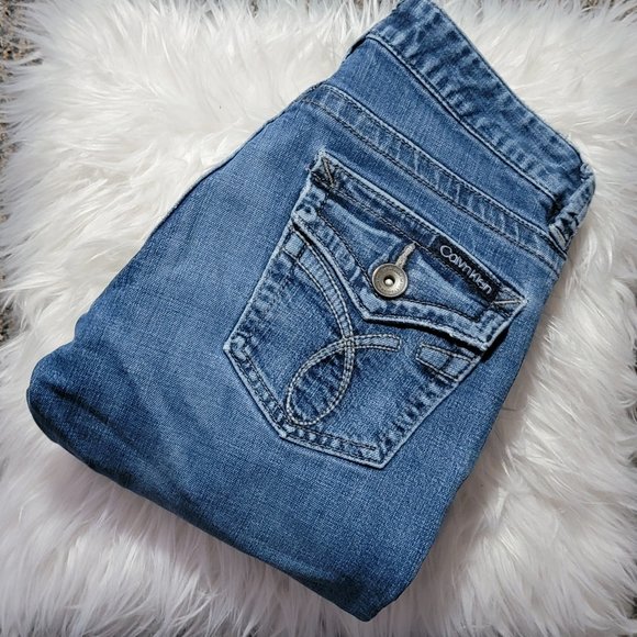 Vintage Calvin Klein Lean Bootcut Blue Jeans Size 4 EUC - Picture 1 of 16